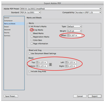 Setting bleed and crop marks in Adobe software